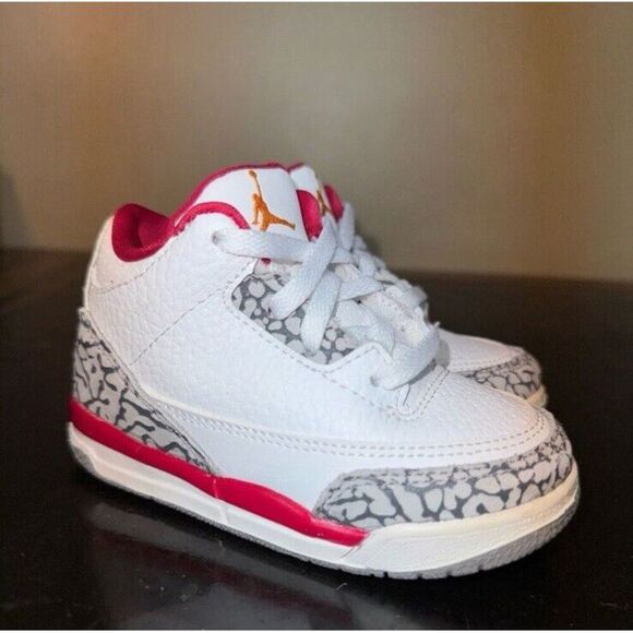 Nike Air Jordan 3 Retro Cardinal Red White 832033-126 Toddler Td Size 7C - Picture 1 of 5